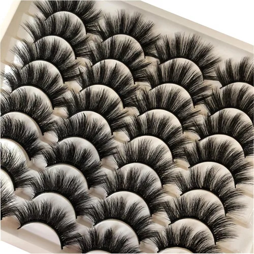 Miniatura 2 de Pestañas postizas de 0.787 pulgadas de grosor, paquete de 16 pares de pestañas postizas dramáticas, 2 estilos 5D, largas, suaves, hechas a mano