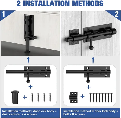 Miniatura 6 de Pestillo de perno de barril, perno deslizante, cerradura de puerta de puerta, herrajes de 6.3 pulgadas, resistente, acero inoxidable 304, cerradura