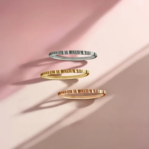 Miniatura 5 de Melanie Golden Jewelry Rugged Stacking Rings Silver, Gold, or Rose Gold Lined Hammered Stackable Ring Bands (2.5, 14K Gold Fill)
