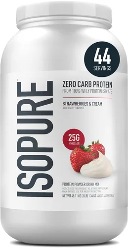 Miniatura 18 de Isopure Zero Carb 100% Proteína Pura de Suero Aislado en Polvo, Sin Lactosa, Sin Gluten, Con Vitaminas, Vainilla Cremosa, 25g de Proteína por