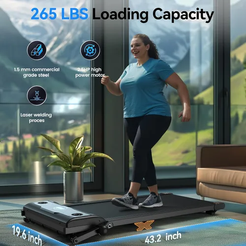 Miniatura 5 de Walking Pad with Incline, 2.5HP Under Desk Treadmill, 3 in 1 Portable Treadmill with Remote Control, LED Display, Hidden Safety Switch, Mini Walking