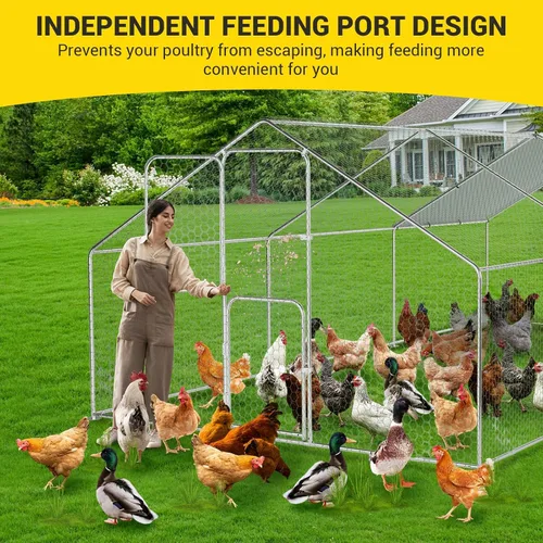 Miniatura 8 de Gallinero de metal grande para cubierta de techo impermeable y anti-UV, jaula para exteriores, gallinero para patio, granja, 9.8 x 19.7 x 6.6 pies