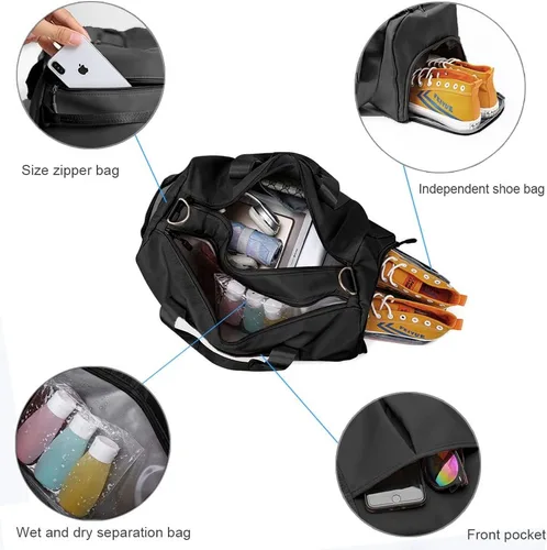 Miniatura 3 de Bolsa de gimnasio pequeña para mujeres y hombres, bolsa de entrenamiento para deportes y escapadas de fin de semana, bolsa de lona impermeable