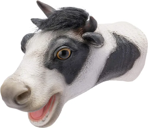 Yolococa Marioneta de mano de vaca, marioneta de látex de aspecto realista para contar historias, juegos de rol, accesorios de fiesta y regalos