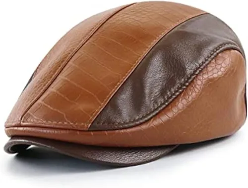 Miniatura 15 de Gorra de hiedra para hombre, sombrero de cuero de PU para hombre, boina ajustable, gorra plana de golf, gorra plana Gatsby, sombrero de pesca