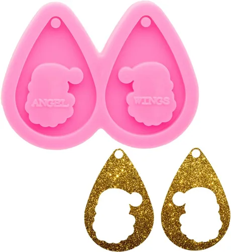 Miniatura 13 de Moldes de silicona con forma de bastón de Navidad brillante y brillante, molde de aretes de silicona para aretes de resina epoxi para hacer joyas