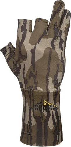 Miniatura 4 de North Mountain Gear Guantes de caza de camuflaje para hombre, sin dedos, forro de guante ligero Mossy Oak Bottomland