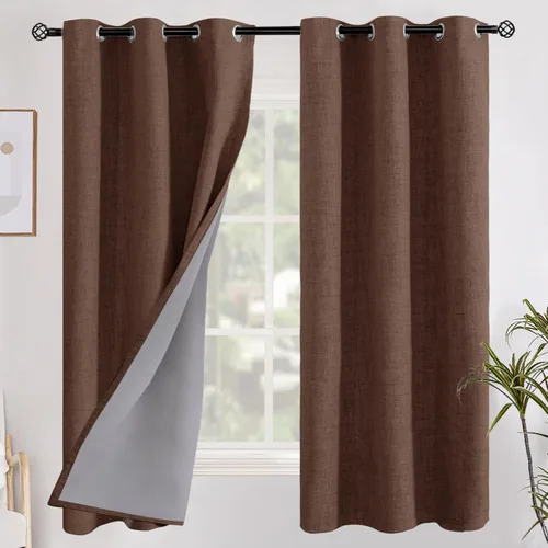 Miniatura 61 de YoungsTex - Cortinas opacas de lino para dormitorio, oscurecimiento de la habitación, cortinas con textura de lino, paneles con aislamiento térmico
