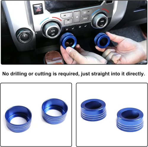 Miniatura 4 de Aunginsy Cubierta de Botón de Interruptor de Aire Acondicionado de Aluminio Compatible con Toyota Tundra 2014-2021, Interruptor de Botón de Control