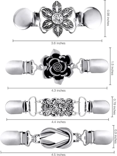 Miniatura 3 de Jetec -4 clips de chal de suéter vintage, estilo retro, para mujer, niña, clips de cárdigan camisa, broches de 4 estilos