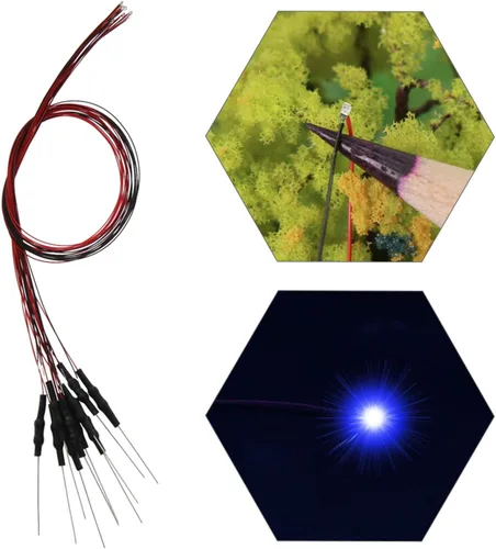Miniatura 16 de L0603B 20pcs pre-cableado SMD LED 0603 Bule Diodo emisor de luz 12V Micro Litz Cable Cable Longitud 7.8 pulgadas (7.9 in) para DIY Manual