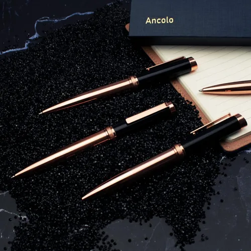 Miniatura 2 de Ancolo Bolígrafos de negocios ejecutivos personalizados, tinta negra de punta media con 2 recambios reemplazables personalizados con tu nombre