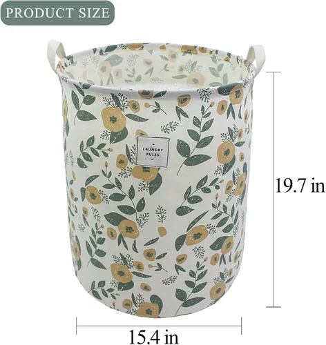 Miniatura 2 de Mziart Cesta de Lavandería Plegable, Cesta de Lavandería Grande con Estampado Floral para Bebés Niñas Niños Juguetes Organizador de Ropa Contenedor