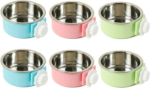 Miniatura 18 de kathson Jaula para perros, extraíble de acero inoxidable para colgar, jaula para mascotas, alimentador de alimentos y agua, taza para gatos
