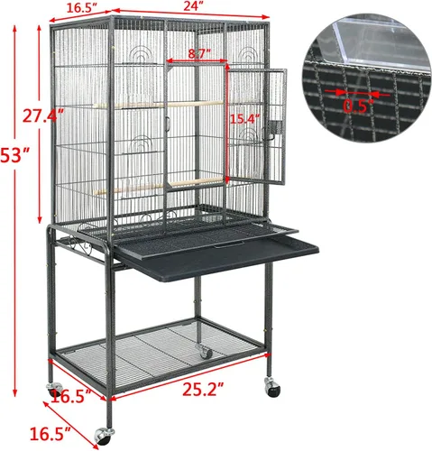 Miniatura 6 de SUPER DEAL Jaula grande de hierro forjado de 53 pulgadas para cacatúas, conure, periquitos, pinzones, Budgie, Lovebird Canary, casa mediana