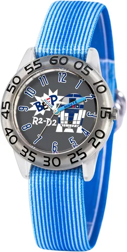 STAR WARS Reloj de profesor de tiempo plástico para niños, reloj analógico de correa de nailon de cuarzo, Azul, Plástico