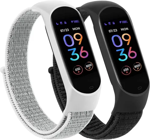 Miniatura 11 de Wanme Bandas de nailon para Amazfit Band 5 correas de repuesto para mujeres y hombres, paquete de 2 correas deportivas de nailon suave compatibles
