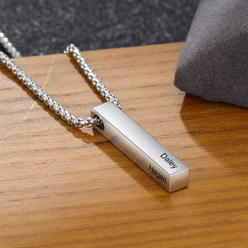 Miniatura 5 de Lam Hub Fong Collar de barra con nombre personalizado para hombre, collar de cruz personalizado con inicial para padre, hermano, regalos del día