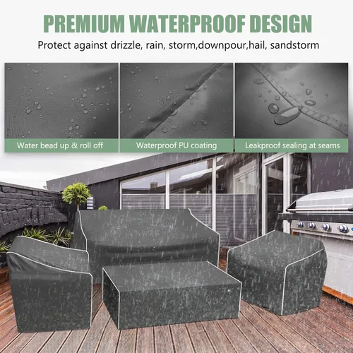 Miniatura 3 de Gasadar Funda Impermeable para Muebles de Exterior, Fundas para Juego de Muebles de Patio para Sofá Biplaza de Patio, Silla, Mesa de Café, 600D