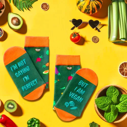 Miniatura 2 de HAPPYPOP Divertidas ideas de regalos veganos, regalos veganos para mujeres, regalos para veganos, regalos vegetarianos, calcetines veganos