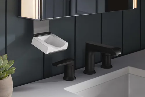 Miniatura 2 de Kohler K-81144-SLE-DA1 Maxstow Botiquín con luz LED, puerta de espejo y estantes escalonados, marco rectangular, 17" x 24