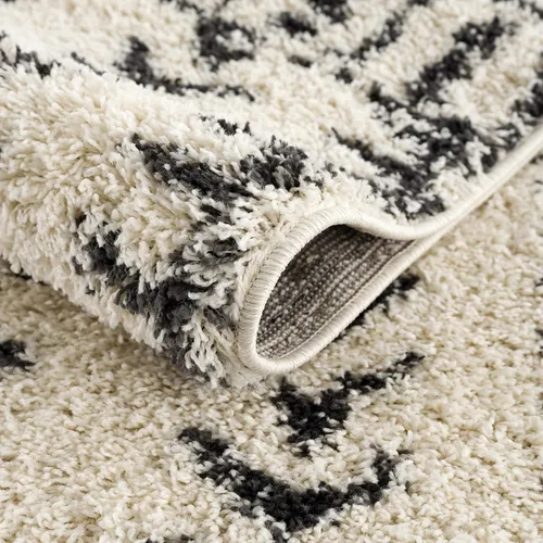 Miniatura 84 de Hauteloom, Duncans - Alfombra de estilo granja de pelo mullido para sala y dormitorio, con borlas - Beige, carbón, gris - 2 pies 7 pulgadas x 7 pies