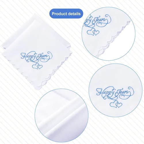 Miniatura 2 de Pañuelos bordados para boda, lágrimas felices, pañuelos de boda con bordes de encaje festoneados para el día de la boda novia