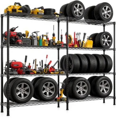 Miniatura 12 de VINGLI Estantes de almacenamiento de metal de 3 niveles de 41 pulgadas de alto con ruedas para almacenamiento, estantes de almacenamiento ajustables
