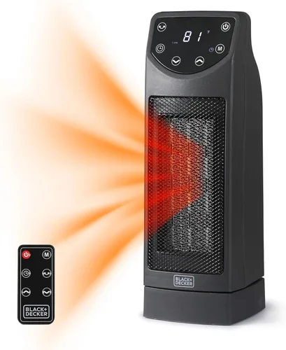 Miniatura 10 de BLACK+DECKER - Calentador de espacio portátil de 1500 W, calentador de espacio pequeño con protección contra sobrecalentamiento para uso en Blanco