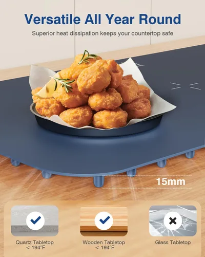 Miniatura 8 de Tapete de calentamiento para alimentos, bandeja de calentamiento eléctrica grande de 27.5 x 15.7 pulgadas, 7 niveles de temperatura, calor continuo