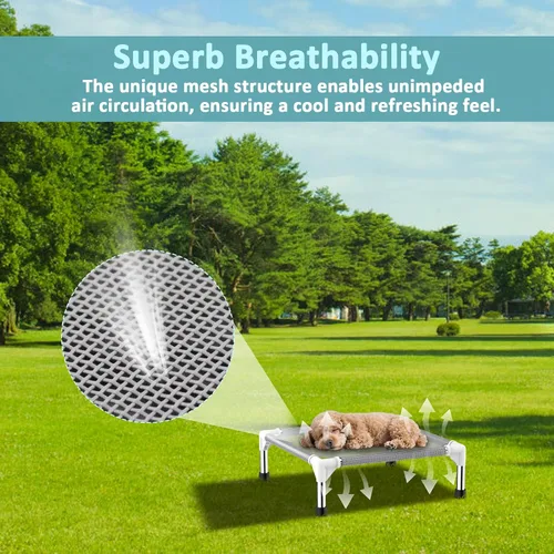Miniatura 8 de Cama elevada para perros con tela refrescante Teslin - Catre ligero para perros pequeños, malla transpirable impermeable y lavable, cama elevada