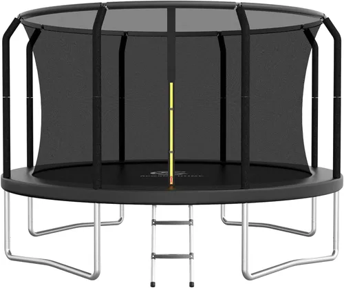Miniatura 13 de ACWARM HOME Trampoline Outdoor 8FT 10FT 12FT 14FT 15FT 16FT Trampoline with Basketball Hoop and LED Lights, Recreational Trampolines for Kids and