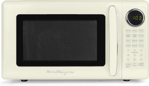 Miniatura 7 de Nostalgia Horno microondas compacto retro para encimera, 0.7 pies cúbicos, 700 vatios con pantalla digital LED, bloqueo para niños, interior fácil