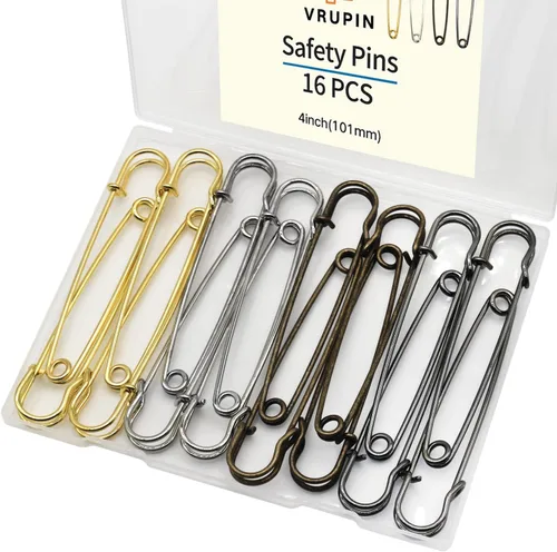 Miniatura 9 de 50 pasadores de seguridad, pasadores de seguridad de 3 pulgadas/2.992 in, acero niquelado de metal, accesorios de costura para ropa de bebé