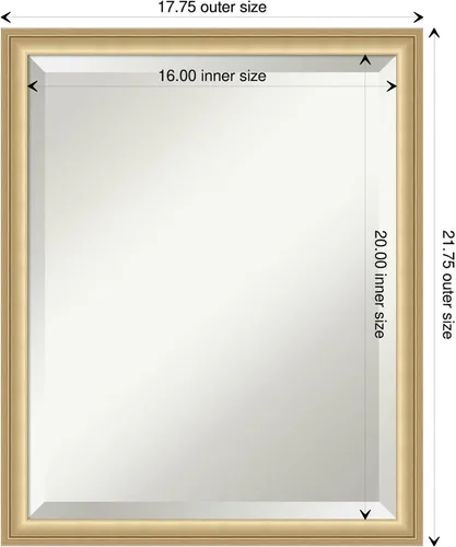 Miniatura 4 de Amanti Art Espejo de baño, espejo de pared dorado Florence para usar como espejo de tocador de baño sobre fregadero (21.75 x 17.75 pulgadas), espejo