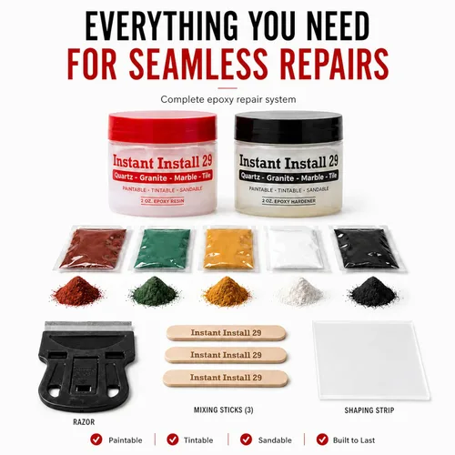 Miniatura 6 de Instant Install 29 Complete - Kit de reparación permanente de epoxi de 4 oz con EZ-Tint 10 g paquete de 5, palitos mezcladores, navaja y tira