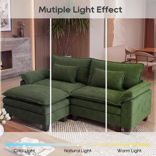 Miniatura 7 de URRED - Sofá seccional modular Cloud, sofá moderno en forma de L de 87" con asiento profundo con otomana y almohadas, ultra cómodos sofás de pana