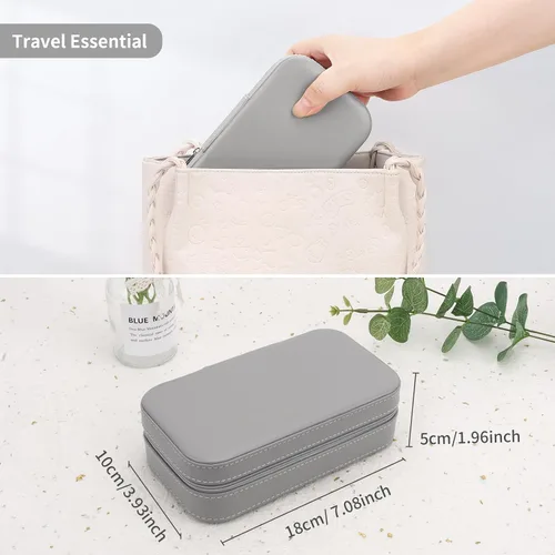 Miniatura 6 de DesignSter Joyero de viaje, estuche de joyería portátil de piel sintética, pequeñas cajas de joyería para regalos, organizador de joyas de viaje