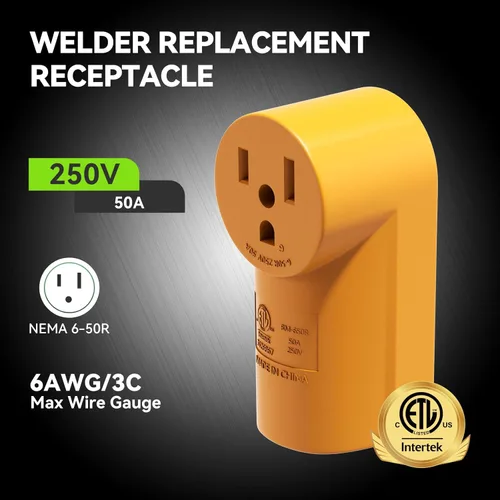 Miniatura 2 de RVGUARD Receptáculo de montaje en superficie NEMA 6-50R de 50 amperios, toma de corriente de 125/250 voltios, amarillo, certificación ETL