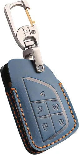 Miniatura 10 de OLLEN Funda de cuero genuino para llavero 2021-2026, apta para GMC Yukon Denali Sierra Chevy Silverado Suburban Tahoe Buick, etc., protector
