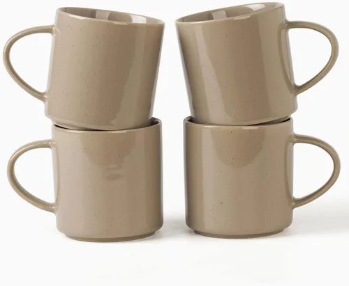 Miniatura 15 de famiware Nebula - Taza de café de 4 piezas, tazas de catering de 14 onzas con asa para café, té, cacao, leche, gris claro Nebulosa gris claro