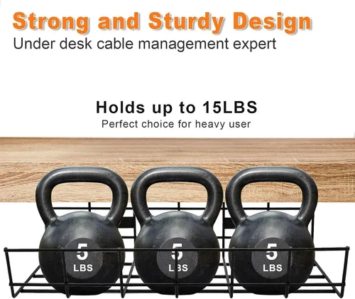 Miniatura 3 de Under Desk Cable Management- 1 Pack Cord Organizer. Metal Wire Cable Management Tray for Office, Studio and Home. Super Sturdy Under Table Cable