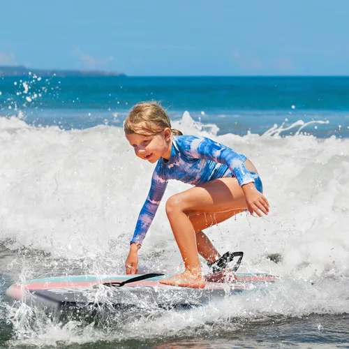 Miniatura 3 de Goplus Tabla de cuerpo ligera de 41/37/33 pulgadas para playa, tabla de surf con núcleo EPS, cubierta XPE, parte inferior lisa de HDPE, correa