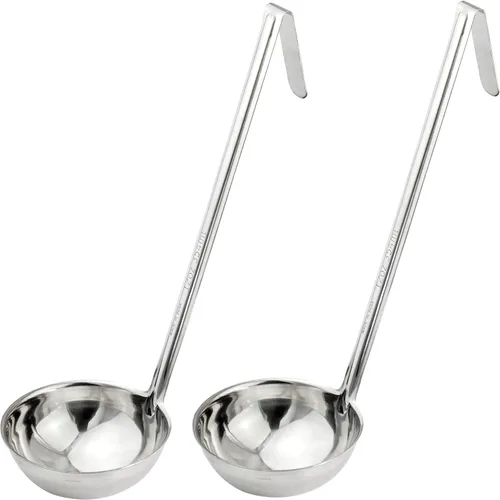 Miniatura 8 de Fit Meal Prep Cucharón de sopa de acero inoxidable – Espátula de salsa de una pieza con asas de gancho, cuchara de servir de grado comercial