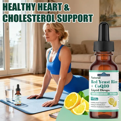 Miniatura 5 de Arroz de levadura roja liposomal con gotas líquidas Coq10, 5 en 1 extra fuerte 1200 mg de colesterol y apoyo cardíaco con ácido alfa lipoico