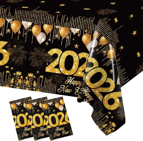 Miniatura 5 de Staraise Mantel de graduación de 3 piezas para decoraciones de graduación 2026, mantel de plástico azul y dorado, mantel de graduación desechable
