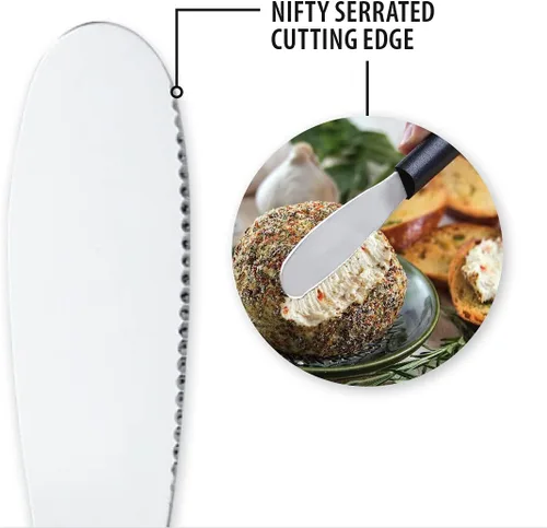 Miniatura 3 de Rada Cuchillo esparcidor de cubiertos – Hoja dentada de acero inoxidable y mango de resina de acero negro fabricado en los Estados Unidos