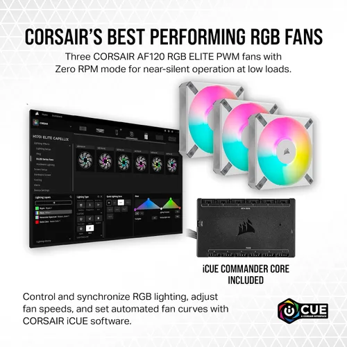 Miniatura 3 de Corsair iCUE H150i Elite CAPELLIX XT Enfriador líquido de CPU para escritorio - Tres ventiladores AF120 RGB Elite - Radiador de 360mm - Intel® LGA