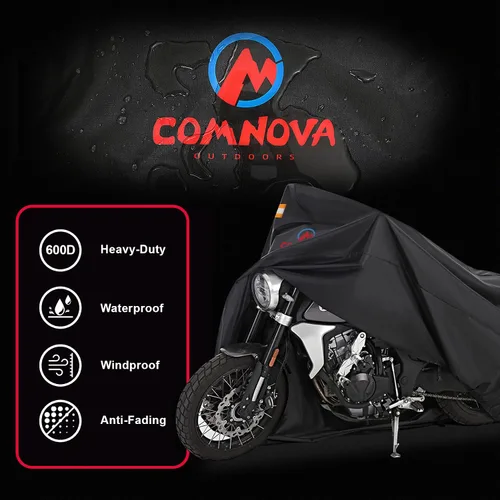 Miniatura 6 de Comnova - Funda para motocicleta de 81 pulgadas, 600D, impermeable, con orificio de bloqueo, ajuste universal para Harley, Honda, Kawasaki