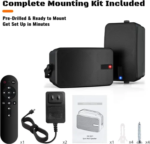 Miniatura 7 de Altavoces Bluetooth para exteriores alimentados por CA de 400 W Sincronización inalámbrica más de 100 altavoces Soporte de pared impermeable